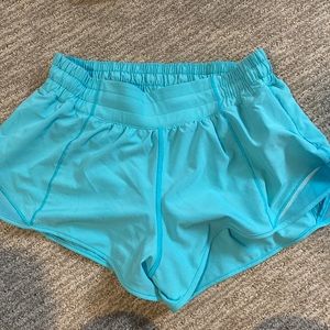 Aqua lulu lemon size 4 running shorts dry fit